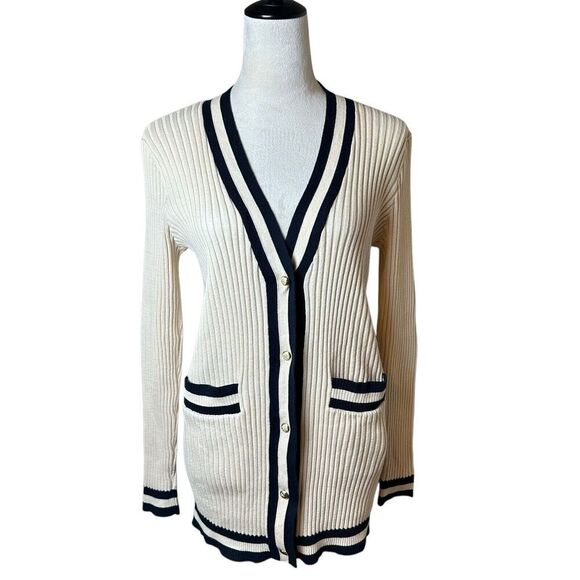 Cabi Radcliffe Varsity Button Up Ribbed Cardigan Small Preppy Academia Old Money - Picture 4 of 8